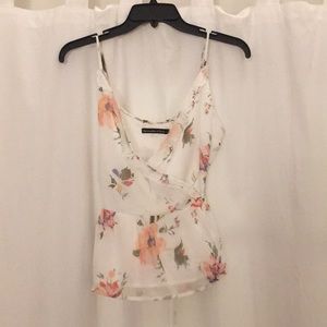 White wrap blouse with flower print